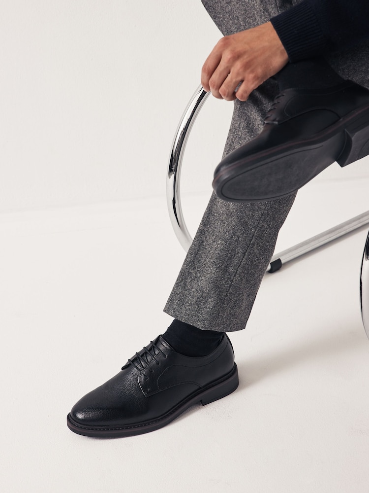 Black Chunky Sole Derby Shoes - Image 2 of 8