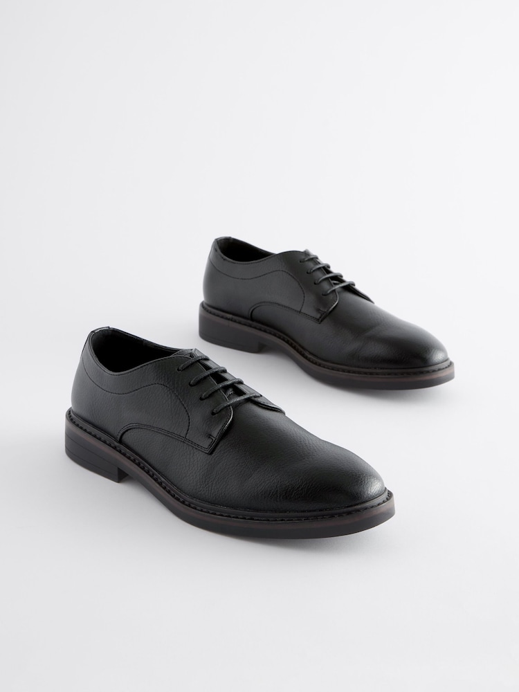 Black Chunky Sole Derby Shoes - Image 3 of 8