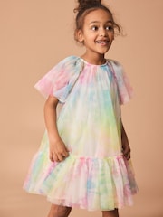 Rainbow Tie-Dye Mesh Party Dress (3mths-16yrs) - Image 1 of 7