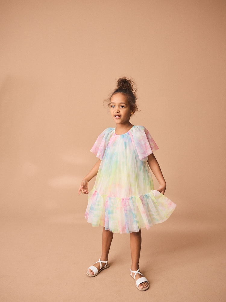 Rainbow Tie-Dye Mesh Party Dress (3mths-16yrs) - Image 2 of 7