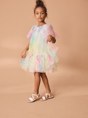 Rainbow Tie-Dye Mesh Party Dress (3mths-16yrs) - Image 4 of 7