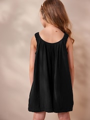 Black 100% Cotton Playsuit (3-16yrs) - Image 4 of 8