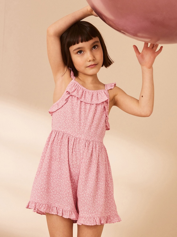 Pink Ditsy Frill Playsuit (3-16yrs) - Image 1 of 7