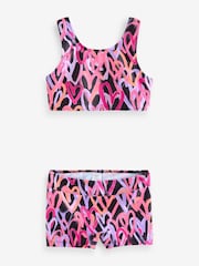 Black/Pink Hearts Sporty Bikini (3-16yrs) - Image 6 of 8