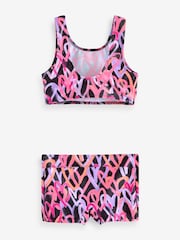 Black/Pink Hearts Sporty Bikini (3-16yrs) - Image 7 of 8