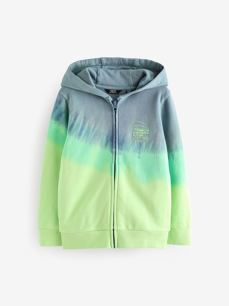 Neon 100% Cotton Neon Tie Dye Zip Through Hoodie (3-16yrs) - Image 1 of 3