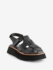 Asra London Mauve Croc Leather Fisherman Buckle Brown Sandals - Image 2 of 5