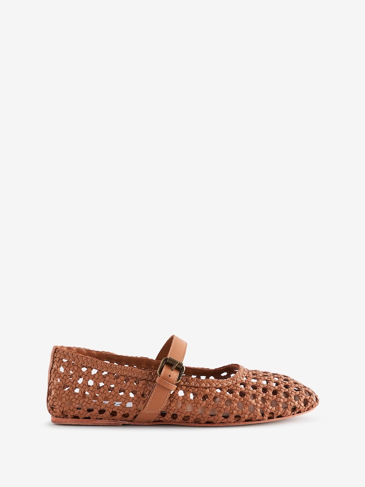 ASRA London Brown Nash Suede Strap Ballerina Shoes - Image 1 of 1