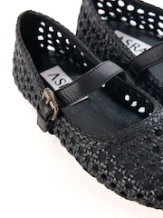 ASRA London Neve Woven Leather Strap Ballerina Black Shoes - Image 3 of 4