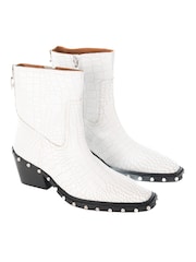 ASRA London Tia Studded Western White Boots - Image 2 of 3