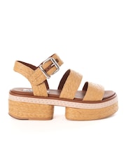 ASRA London Natural Eeijah Raffia Strappy Platform Sandals - Image 1 of 3
