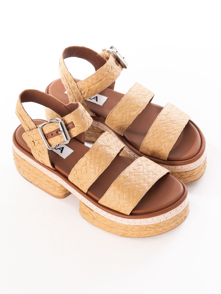 ASRA London Natural Eeijah Raffia Strappy Platform Sandals - Image 2 of 3