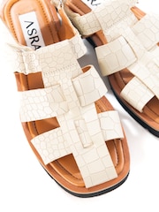 ASRA London Maddie Croc Effect Leather Fisherman White Sandals - Image 4 of 4