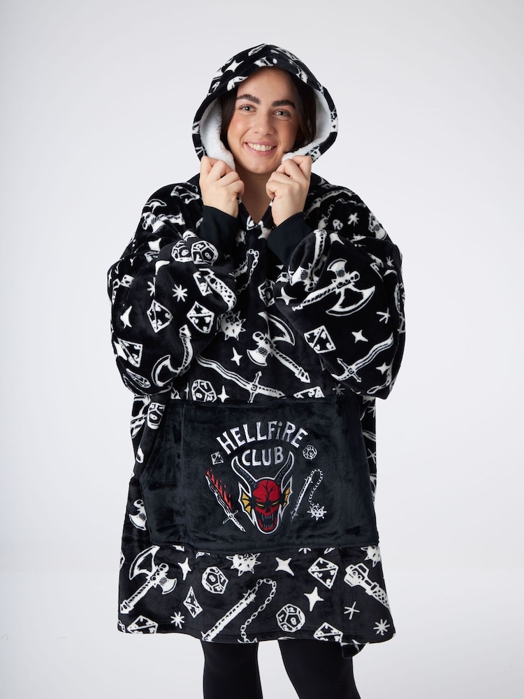 Vanilla Underground Black Stranger Things Adult Blanket Hoodie - Image 3 of 6
