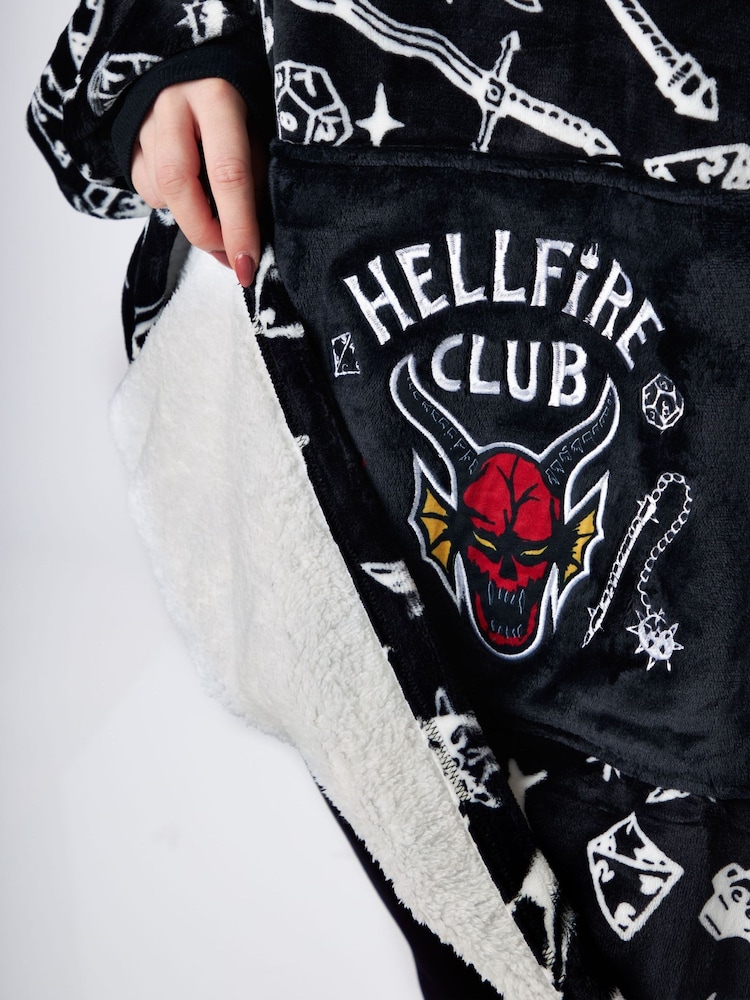 Vanilla Underground Black Stranger Things Adult Blanket Hoodie - Image 4 of 6