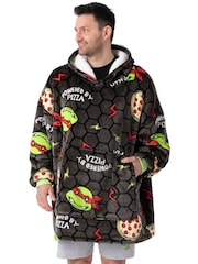 Vanilla Underground Black Ninja Turtles Adult Blanket Hoodie - Image 1 of 5
