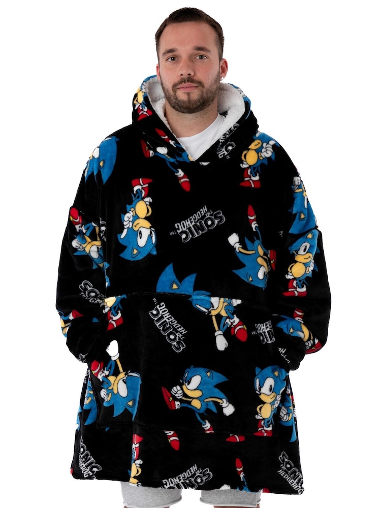 Negro Sonic - Sudadera con capucha estilo manta de adulto de Vanilla Underground - Imagen 1 de 6