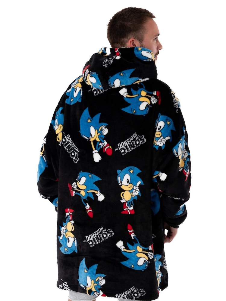 Negro Sonic - Sudadera con capucha estilo manta de adulto de Vanilla Underground - Imagen 2 de 6