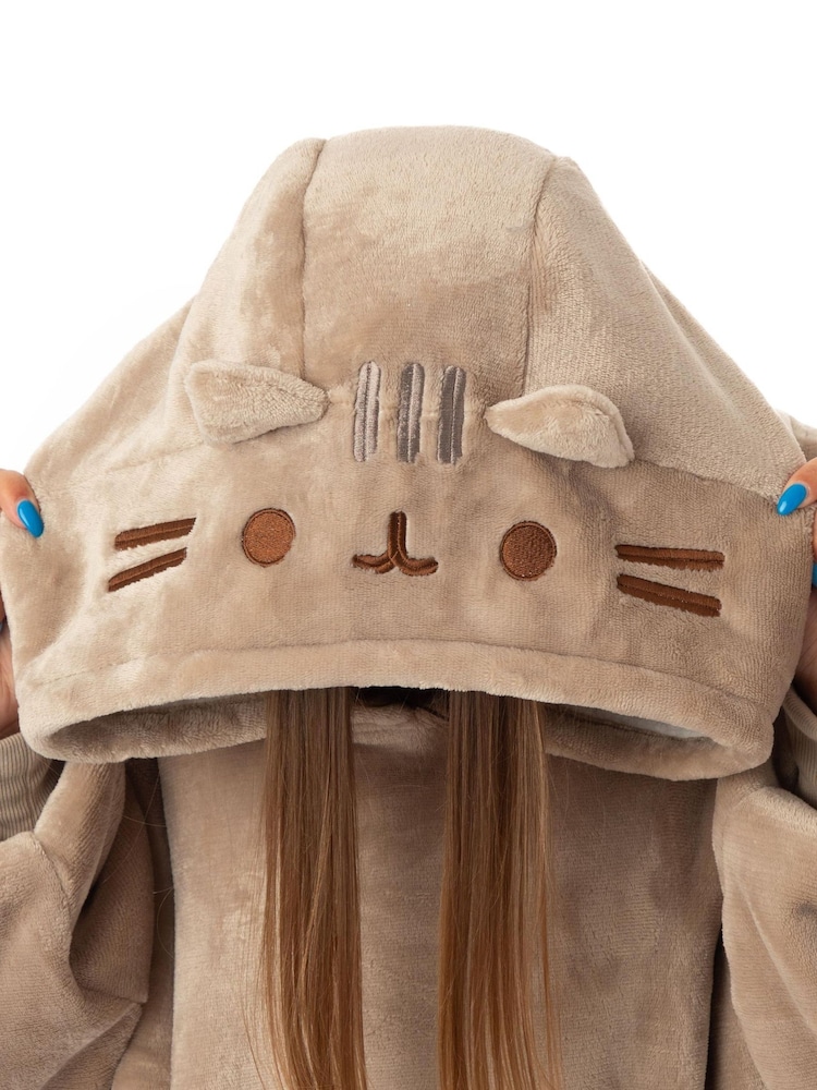 Vanilla Underground Brown Pusheen Cat Ladies Blanket Hoodie - Image 3 of 5