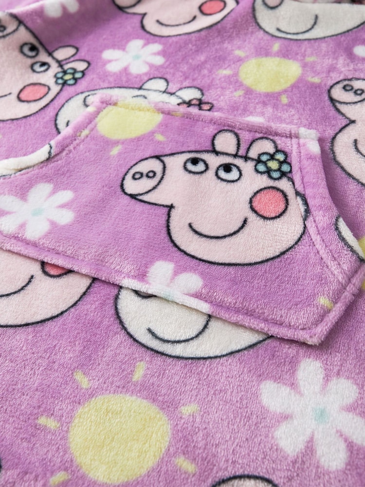 Vanilla Underground Purple Peppa Pig Kids Printed Fleece Blanket Hoodie - Image 6 of 6