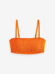Orange Shirred Bandeau Bikini Top - Image 3 of 4