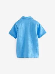 Cobalt Blue Print Short Sleeve Textured Shirt (3-16yrs) - Image 2 of 3