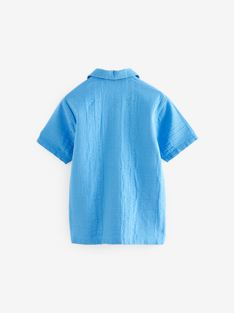 Cobalt Blue Print Short Sleeve Textured Shirt (3-16yrs) - Image 2 of 3