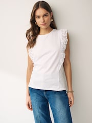 Emma Marella Opera Broderie Frill White Top - Image 1 of 4