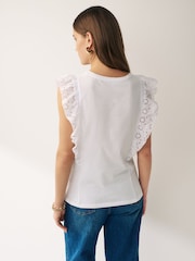 Emma Marella Opera Broderie Frill White Top - Image 3 of 4