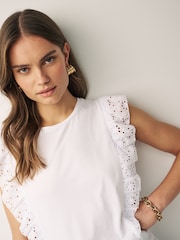 Emma Marella Opera Broderie Frill White Top - Image 4 of 4