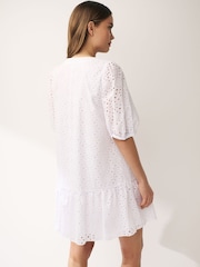 Emme by Marella White Broderie 100% Cotton Midi Dress - Image 2 of 4
