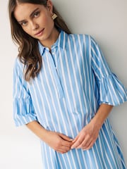 Emme by Marella Isarco Blue Strip 100% Cotton Midi Dress - Image 4 of 4