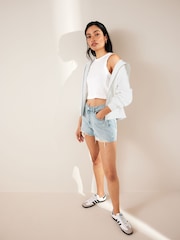 White Lightweight Summer Zip Through 100% Cotton Hoodie - Image 2 of 6