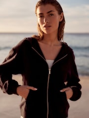 Navy Lightweight Summer Zip Through 100% Cotton Hoodie - Image 1 of 7