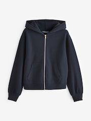 Navy Lightweight Summer Zip Through 100% Cotton Hoodie - Image 6 of 7