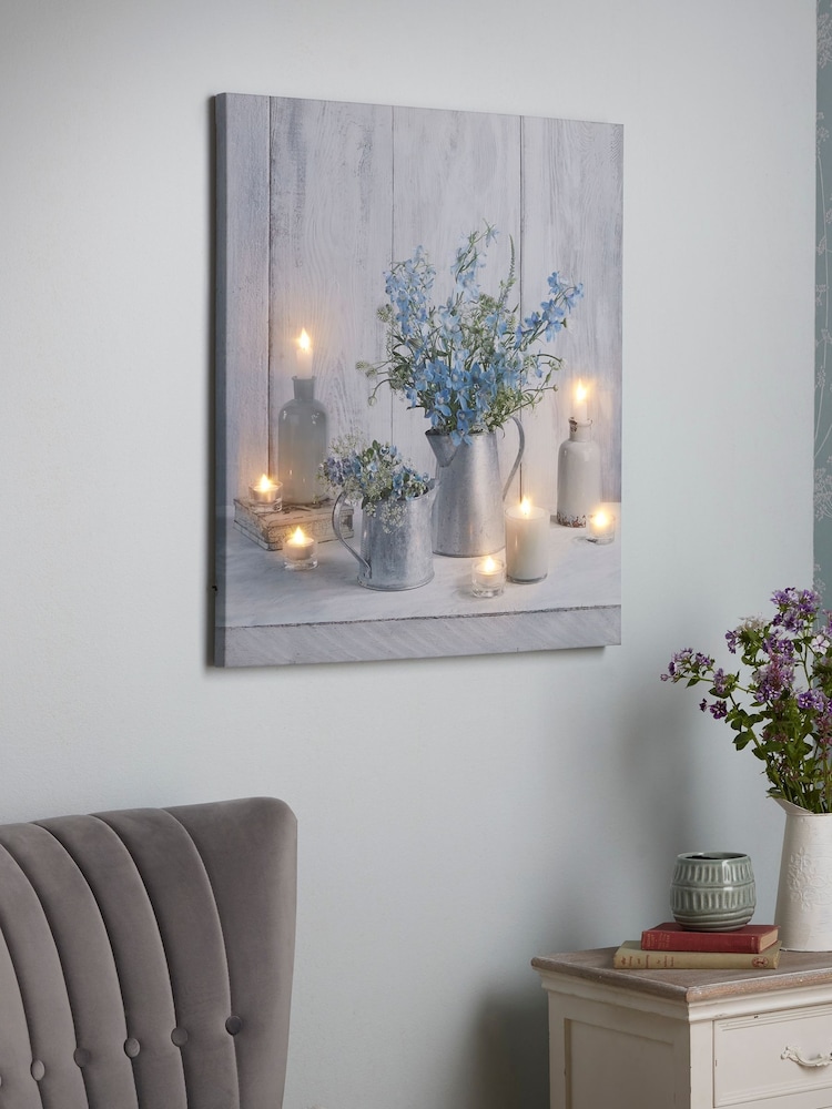 Art For The Home Grey/Blue Something Blue LED Canvas - Image 4 of 4