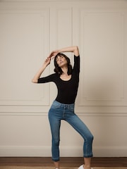 DONNA IDA Blue Kitty Kat The High Top Cropped Mini Boots - Image 1 of 5