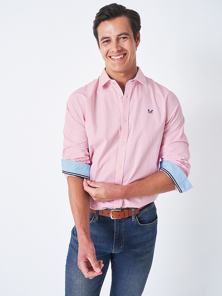 Crew Clothing Company Blue Stripe Cotton Classic Shirt - Image 1 of 1 Crew Clothing Company Blue Stripe Cotton Classic Shirt - Image 1 of 1