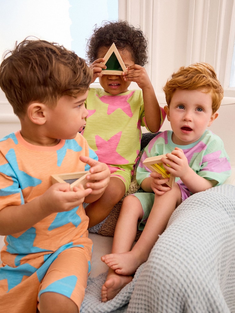 Multi Pastel Stars Short Pyjamas 3 Pack (9mths-12yrs) - Image 1 of 1