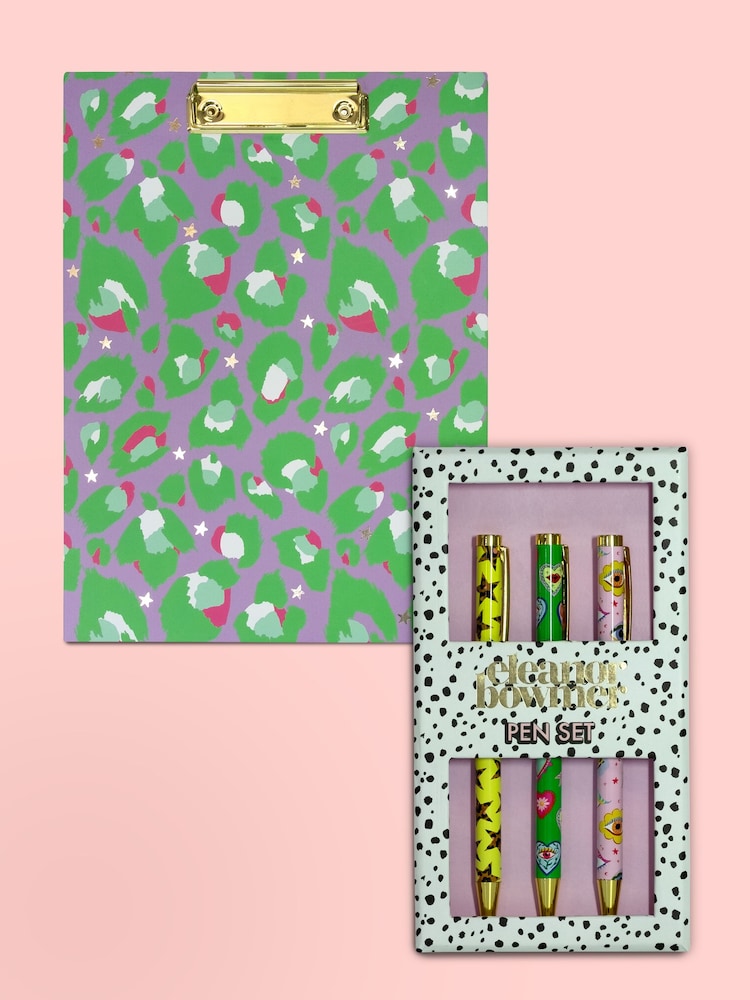 Eleanor Bowmer Green A4 Padfolio And Pack Of 3 Pen Set - Image 1 of 2