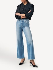 Paige Blue Anessa Raw Hem Wide Leg Jeans - Image 2 of 5