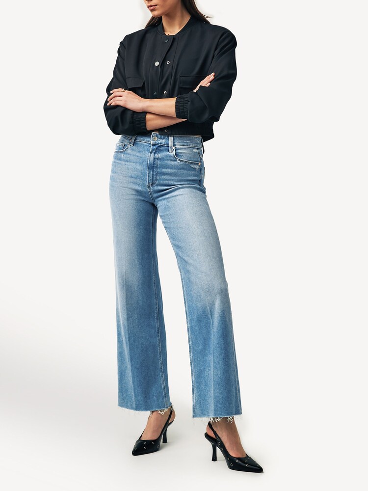 Paige Blue Anessa Raw Hem Wide Leg Jeans - Image 2 of 5