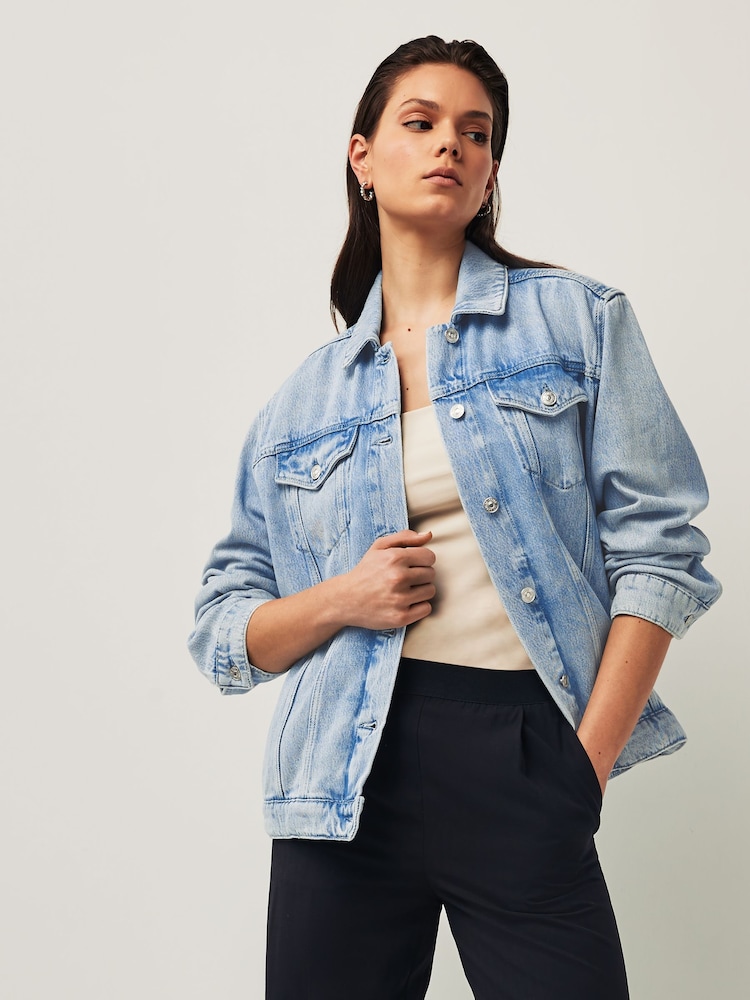 Paige Blue Felix Let Down Hem Fifi Distressed Jacket - Image 1 of 10