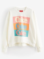 Ecru White License Coca Cola Summer Graphic Relaxed Fit Slogan Sweatshirt - Image 4 of 5