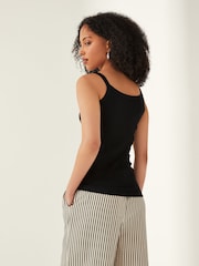 Black/White/Light Pink Cotton Rib Vests 3 Pack - Image 3 of 5