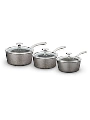 Tower 3 Piece Grey Cerastone Saucepan Set - Image 2 of 4