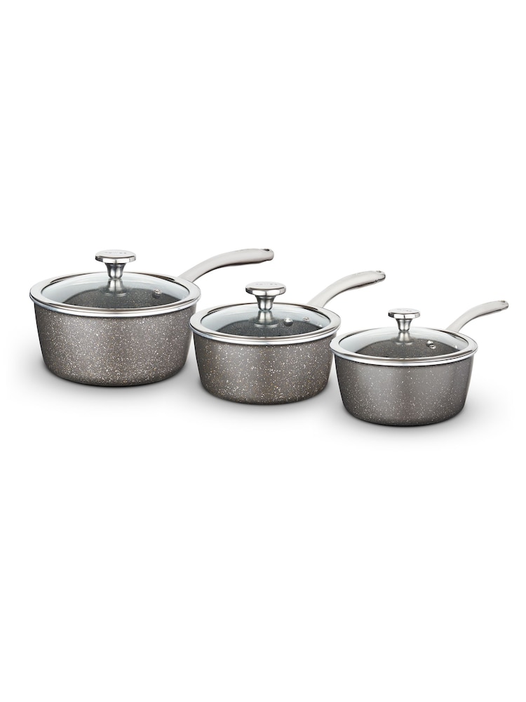 Tower 3 Piece Grey Cerastone Saucepan Set - Image 2 of 4