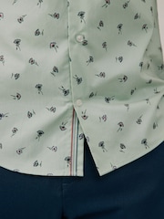 Sage Green Ditsy Floral Regular Fit Printed Short Sleeve Shirt - Image 6 of 9