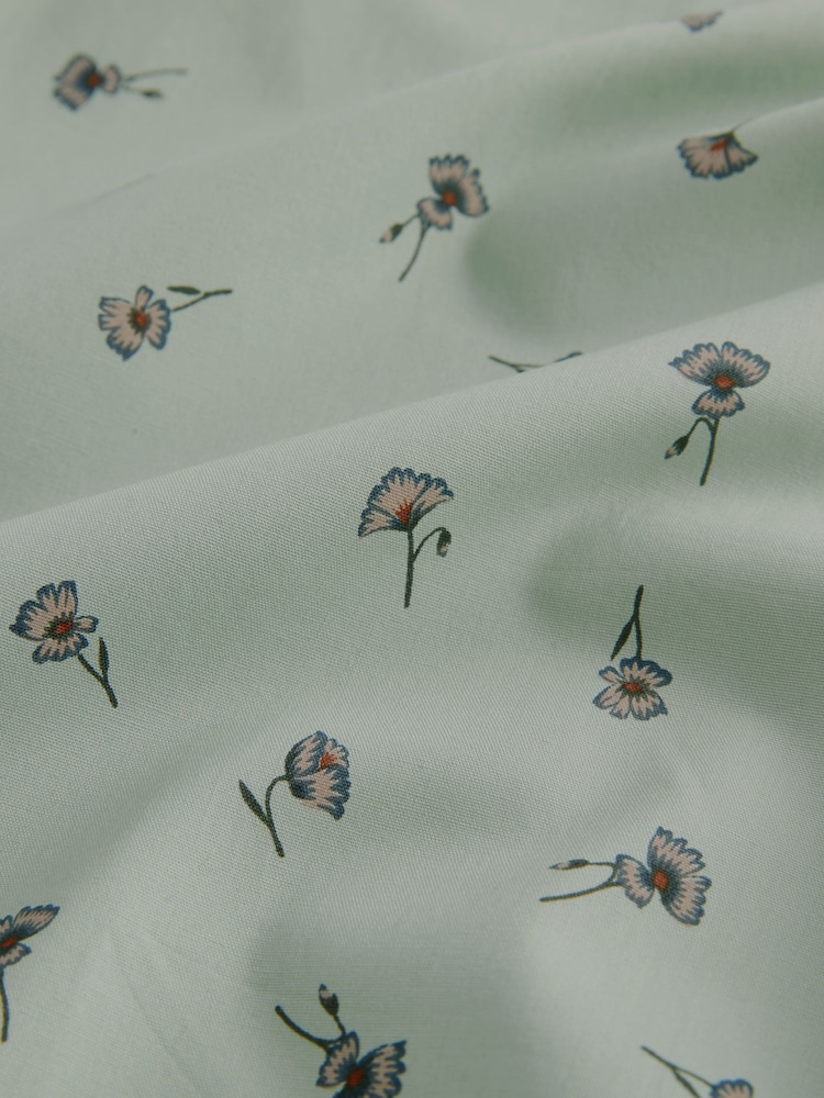 Sage Green Ditsy Floral Regular Fit Printed Short Sleeve Shirt - Image 9 of 9