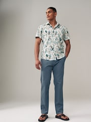 Ecru Hawaiian Regular Fit 100% Cotton Printed Short Sleeve Shirt - Image 3 of 8